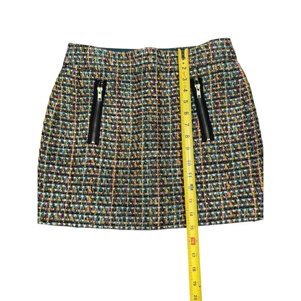 J.Crew Multicolor Tweed Zip Pocket Mini Skirt Size 2